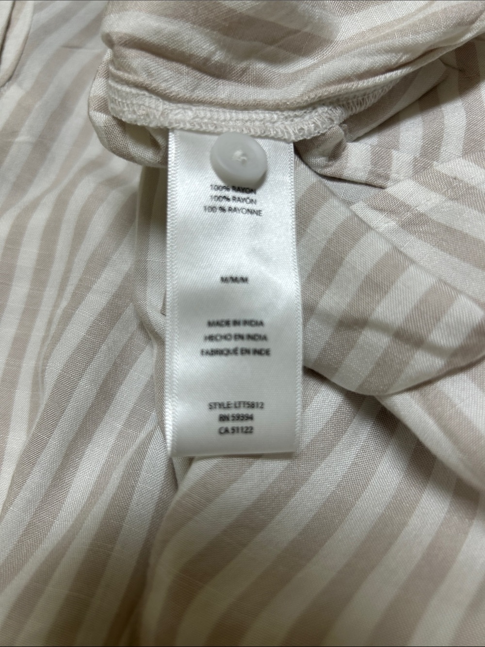 beachlunchlounge Beige and White Striped Short-Sleeve Button-Up Shirt - Picture 6 of 6
